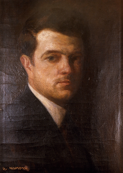 opere - autoritratto  1913 - olio su tela - artista giuseppe moroni - pittore